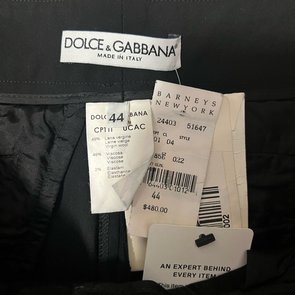 NWT Dolce Gabbana black wool viscose straight leg pants with metal detail - Picture 2 of 6